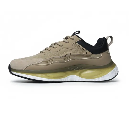Warrior Khaki & Black Sneakers – Translucent Gold Sole Edition